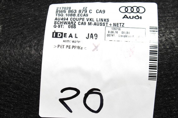 AUDI A5 8W F5 BOCZEK DYWAN PAS BAGAŻNIKA 8W6863879C 8W6863880A 8W5863463 boczki bagażnik tapicerka 8W6863879 8W6863880 8W5863463
