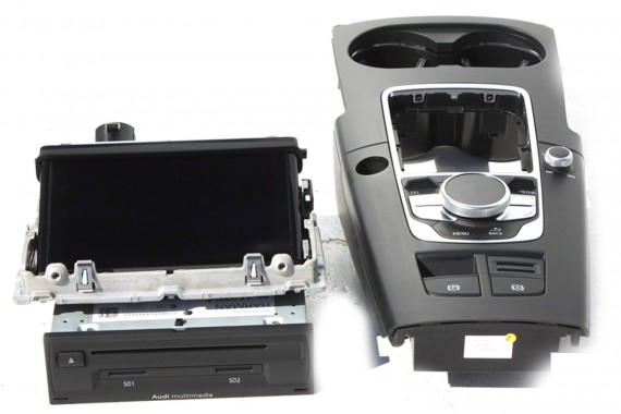 AUDI A3 ZESTAW MMI 3G+ MONITOR + CZYTNIK MIB + PANEL 8V0035020 8V0919604 8V0919614E wyświetlacz lcd gałka touchpad sd  8V