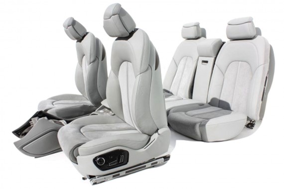 AUDI A8 FOTELE KOMPLET FOTELI siedzeń siedzenia tapicerka 4H D4 4H0 2010-2017 kolor szary + boczki + podłokietnik fotel fotele