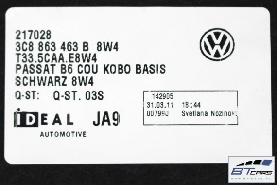 VW PASSAT CC BOCZEK + DYWAN + PAS BAGAŻNIKA 3C8867427F 3C8867428J 3C8863463B 3C8863485D boczki bagażnik 3C8 867 427 F