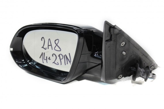 AUDI A8 LUSTERKO ZEWNĘTRZNE DRZWI LEWE 4H 14+2 pin 16pin zewnętrzne pinów kabli przewodów D4 4H0 2010-17 LY9B czarny brylantowy