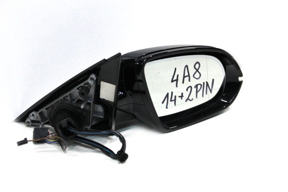 AUDI A8 LUSTERKO ZEWNĘTRZNE DRZWI PRAWE 4H 14+2 pin 16pin zewnętrzne pinów kabli przewodów D4 4H0 2010-17 LY9B czarny brylantowy