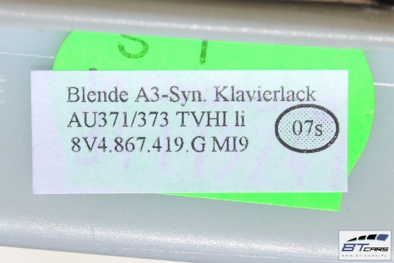 AUDI A3 SPORTBACK LISTWY OZDOBNE DEKORY ANGLIK 8V 8V2853192G 8V2853190G 8V2853189P 8V4867409G 8V4867410G 8V4867419G 8V4867420G