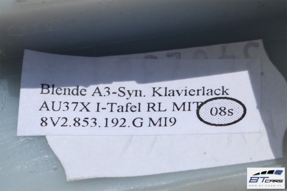 AUDI A3 SPORTBACK LISTWY OZDOBNE DEKORY ANGLIK 8V 8V2853192G 8V2853190G 8V2853189P 8V4867409G 8V4867410G 8V4867419G 8V4867420G
