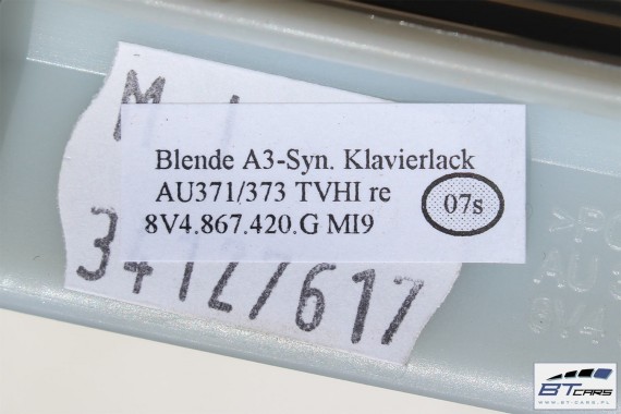 AUDI A3 SPORTBACK LISTWY OZDOBNE DEKORY ANGLIK 8V 8V2853192G 8V2853190G 8V2853189P 8V4867409G 8V4867410G 8V4867419G 8V4867420G