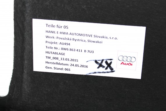 AUDI A5 PÓŁKA TYLNA 7U3 czarna 8W6863411B 8W6 863 411 B 8W 2016- B&O Bang & Olufsen 8W6863411B 8W6863411A 8W6863411B 8W6863411A