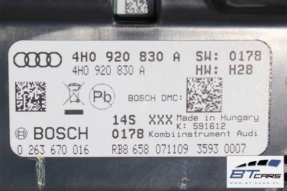 AUDI A8 ZEGARY ZEGAR LICZNIK DIESEL 4H0920830A 4H0 920 830 A 4H0920830A 4H0920830F 4H0920830FX ACC NIGHT VISION 4H 4H0920830A