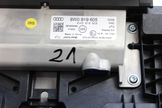 AUDI A4 A5 MONITOR EKRAN LCD WYŚWIETLACZ 8W0919605 8W0 919 605 8"25 CALA 8W1919605 MMI HIGH 8W F5 8W0919605 8W1919605 8W1919605