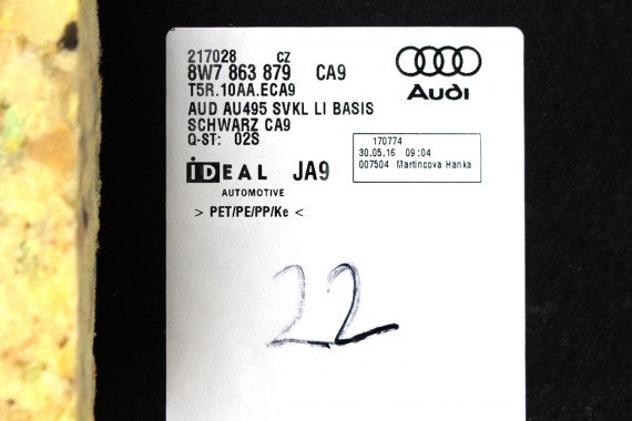 AUDI A5 CABRIO 8W F5 BOCZEK DYWAN PAS BAGAŻNIKA 8W7863879 8W7863880 8W7863463 bagażnik tapicerka 8W7864407 8W7863573 8W7863373