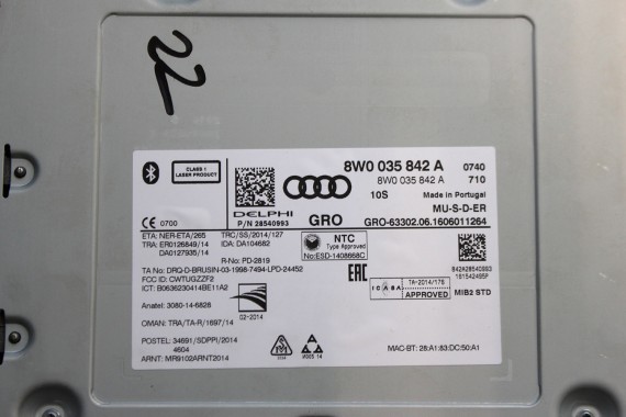 AUDI A4 A5 Q5 CZYTNIK MMI 8W0035842A MIB KARTY SD multimedia STEROWNIK CENTRALNY 8W0 035 842 A 8W0035842A 8W0035842A 8W0035842A