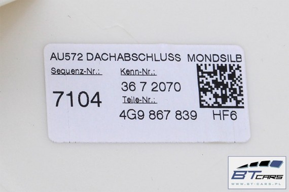 AUDI A6 AVANT WYKOŃCZENIE PODSUFITKI TAPICERKA 4G9867839 4G9 867 839 4G9867839 4G C7 HF6 - srebrny księżycowy KOMBI 4G9867839B