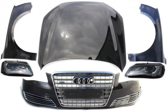 AUDI A8 W12 PRZÓD maska błotniki zderzak pas przedni wzmocnienie błotnik 4H D4 2010-2014 lampy xenon Led