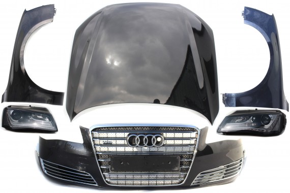 AUDI A8 W12 PRZÓD maska błotniki zderzak pas przedni wzmocnienie błotnik 4H D4 2010-2014 lampy xenon Led