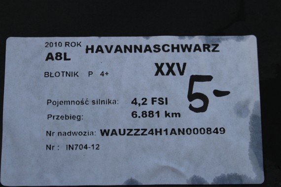 AUDI A8 W12 PRZÓD maska błotniki zderzak pas przedni wzmocnienie błotnik 4H D4 2010-2014 lampy xenon Led