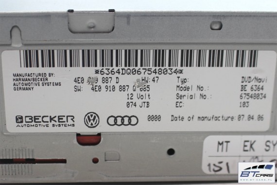 AUDI A4 A5 A8 Q7 CZYTNIK DVD MMI 2G 4E0919887D NAVI 4E0910887Q 4E0919887M 4E0910888P 4E0910887C 4E0910887D 4E0910887Q 4E0910887M
