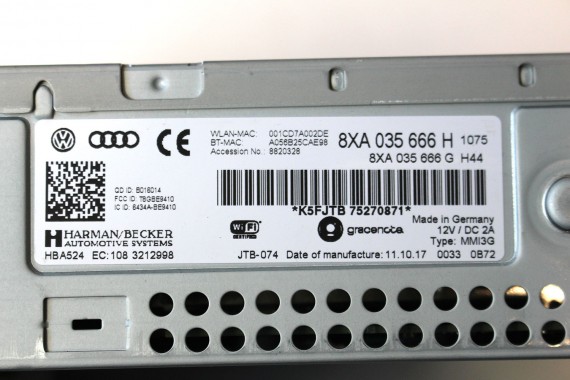 AUDI A1 CZYTNIK NAVI MMI DVD KART SD 3G+ 8XA035666H 8XA 035 666 H  NAWIGACJA 8X LIFT MULTIMEDIA 8XA035666H 8XA035666H 8XA035666