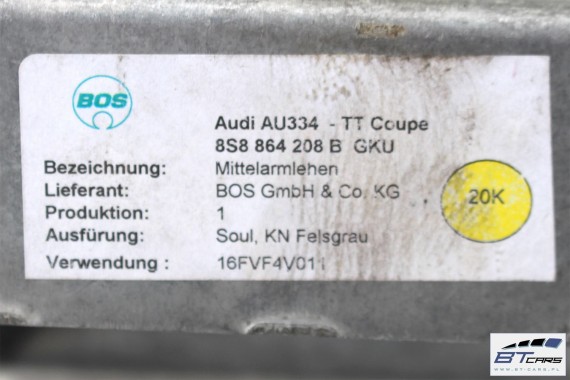 AUDI TT PODŁOKIETNIK SKÓRA 8S8864208B 8S8 864 208 B 8S Kolor: GRU - czarny (soul) / felsgrau 8S8864208B 8S8864208B 8S8864208B