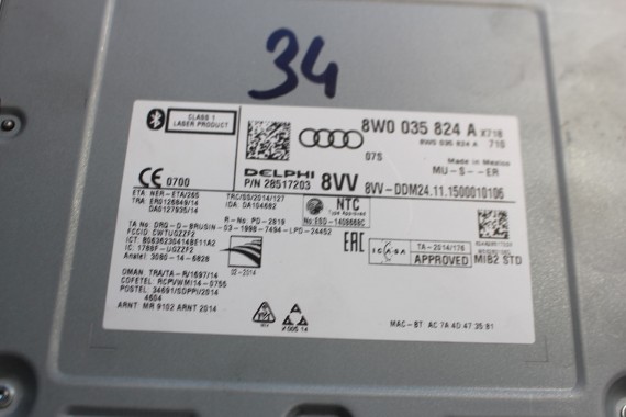 AUDI CZYTNIK SD SIM NAVI 8W0035824A MMI 8W0 035 824 A  SAMOCHODOWY MULTIMEDIA MIB  8W, 80A