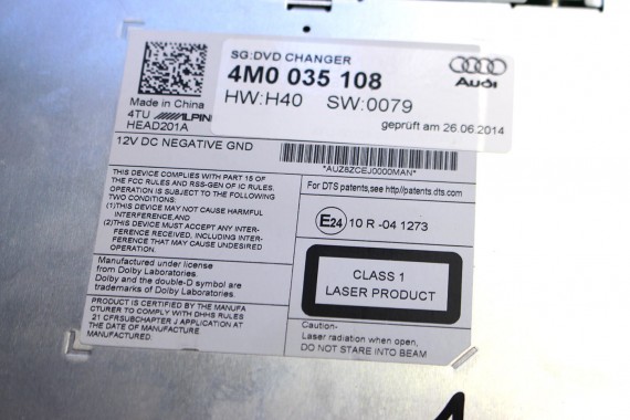 AUDI A6 A7 Q7 ZMIENIARKA DVD 4M0035108 4M0035108 4M0035108A PŁYT ALPINE 4M0035108 4M0035108A 4M0035108 4M0035108A 4M0 035 108 4M