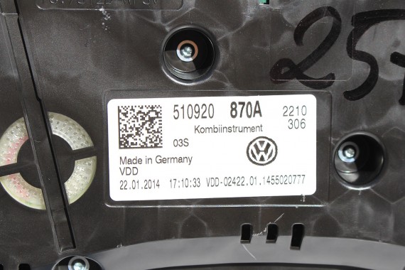VW SPORTSVAN ZEGARY LICZNIKI 510920870A DIESEL zegar licznik 510 920 870 A 2.0 TDi kolorowy wyświetlacz