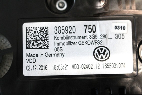 VW ARTEON ZEGARY 3G5920750 LICZNIKI BENZYNA 3G5 920 750 zegar licznik 1,5 TSi ZESTAW WSKAŹNIKÓW  3G8 2017-