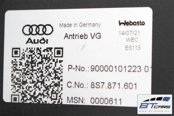 AUDI TT CABRIO DACH SKŁADANY 8S7871011 8S7871025 8S7 871 025 8S7871601 8S7871943 8S7871011A 8S7871011B 8S7871011C 8S7871011D 8S