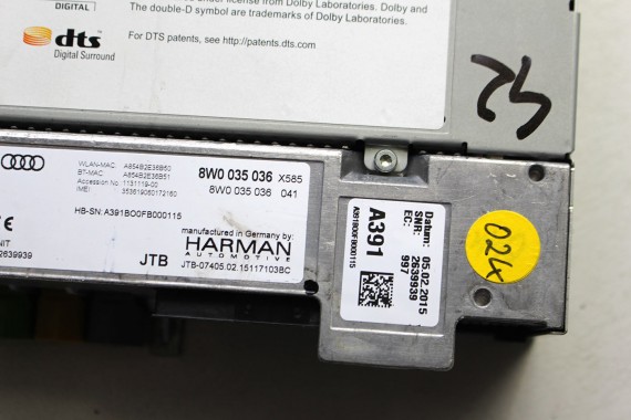 AUDI A4 A5 CZYTNIK MMI 8W0035036 3G+ SD SIM NAVI MIB II HIGH 8W0 035 036 MULITMEDIA STEROWNIK CENTRALNY 8W 8W0035036 8W0035036