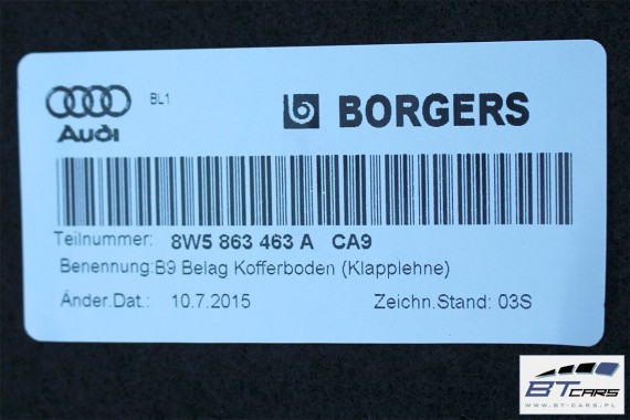 AUDI A4 B9 SEDAN BOCZEK + PAS + DYWAN BAGAŻNIKA 8W5863879F 8W5863880C 8W5863471 8W5863463A boczki bagażnik tapicerka 8W B9