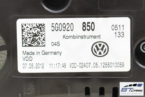 VW GOLF VII 7 POLO ZEGARY LICZNIK BENZYNA 5G0920850 5G0 920 850 ZEGAR BENZYNOWY WYŚWIETLACZ WIELOFUNKCYJNY BASIC LICZNIKI