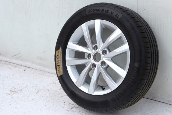 VW TOURAN KOŁO FELGA 5TA601025 DOJAZDOWE 16 DOJAZDÓWKA ZAPAS 6,5J*16H2 ET48 CONTINENTAL CONTIPREMIUMCONTACT 5 205/60/16 96V