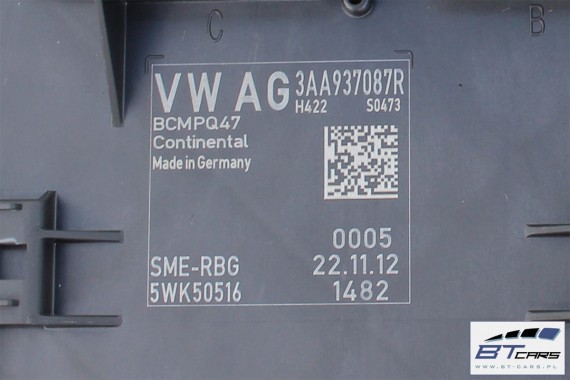 VW PASSAT B7 CC MODUŁ STEROWNIK BORDNETZ BCM 3AA937087R 3AA 937 087 R ŚWIATŁA XENON LED MOCY SAMOCHODOWY STEROWNIKI 3AA937087R