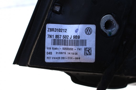 VW SHARAN LB5H 7N LUSTERKO DRZWI PRAWE 6+2 pin 8pin ZEWNĘTRZNE PASAŻERA  kabli 7N1857502J pinów przewodów niebieskie side assist
