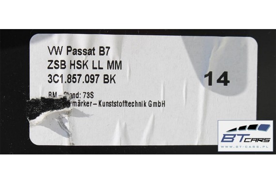VW PASSAT B7 CC SCHOWEK KONSOLI PRAWY 3C1857097BK  3C1 857 097 BK  3C