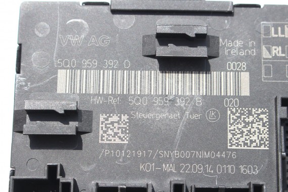 VW AUDI SKODA MODUŁ DRZWI 5Q0959392D 5Q0959392E 5Q0959592E 5Q0 959 392 D 5Q0 959 392 E 5Q0 959 592 E