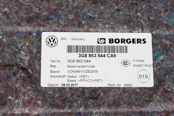 VW ARTEON WYKŁADZINA BAGAŻNIKA 3G8863544 kolor: CA9 - czarny na koło zapas  3G8 863 544 3G8863544 3G8863544 3G8863544 3G8863544
