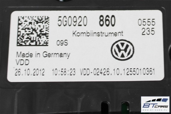 VW GOLF VII 7 ZEGARY LICZNIKI BENZYNA ACC 5G0920860 5G0920870 5G0 920 860 ZEGAR LICZNIK WYŚWIETLACZ WIELOFUNKCYJNY MEDIUM 5G 5Q