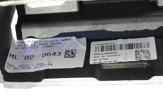 VW PASSAT B8 ARTEON KONSOLA 3G1857003AK DESKA ROZDZIELCZA KOKPIT PULPIT 3G1857003BL JCK czarny tytanowy HEAD UP 3G 3G1857003AK