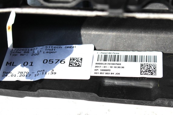 VW PASSAT B8 ARTEON KONSOLA 3G1857003BK DESKA ROZDZIELCZA KOKPIT PULPIT 3G1857003AE 3G1857003L 3G1857003AL czarny 3G 3G1857003BK