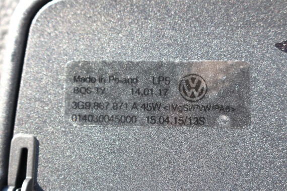VW PASSAT B8 KOMBI ROLETA BAGAŻNIKA 3G9867871A 3G9 867 871 A kolor: 45W - czarny VARIANT ALLTRACK 3G 2015-