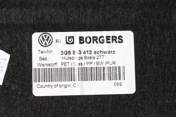 VW PASSAT B8 PÓŁKA TYLNA BAGAŻNIKA 3G5863413 3G5 863413B kolor czarny sedan 3G5 863 413  3G5 863 413 B  3G 2015-