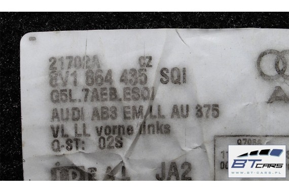 AUDI A3 CABRIO DYWANIKI WYKLADZINY PODŁOGI 8V1863691 8V7864451 8V1864435 wycieraczki 8V1863691C SQ1 8V7863452 8V7 864 451 8V SQ1