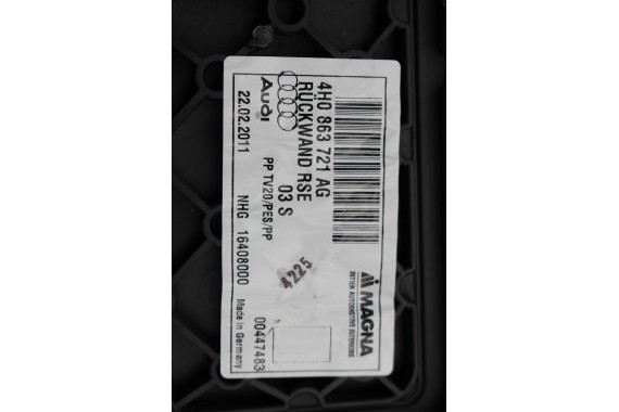 AUDI A8 TAPICERKA TYLNEJ ŚCIANY BAGAŻNIKA 4H0863721AG 4H0 863 721 9X7 czarny soul 4H0863721AG 4H0863721AE 4H0863721AG 4H0863721