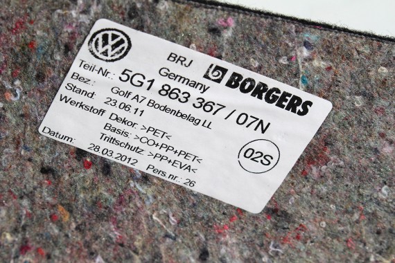 VW GOLF 7 VII DYWAN WYKŁADZINA PODŁOGI 5G1863367B wykładzina tapicerka 5G1863367 07N 5G1863367B 5G1863367A 5G1863367 5G1863367