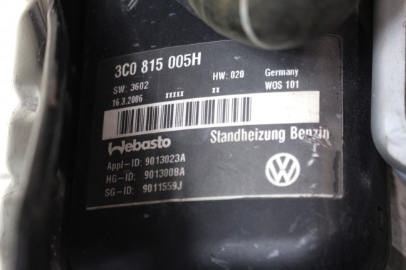 VW PASSAT B6 B7 CC WEBASTO 3C0815005H OGRZEWANIE POSTOJOWE benzyna Thermo Top V 5 kW 12V 42W 2,5 bar 3C0 815 005 H  3C, 3T