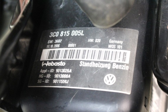 VW PASSAT B6 B7 CC WEBASTO 3C0815005L OGRZEWANIE POSTOJOWE benzyna Thermo Top V 5 kW 12V 42W 2,5 bar 3C0 815 005 L  3C, 3T
