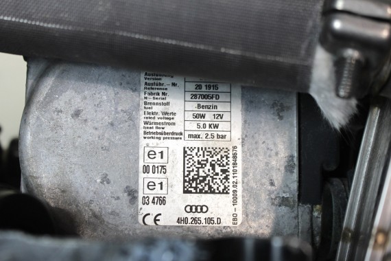 AUDI A8 WEBASTO 4H0265081J 4H0265105D OGRZEWANIE POSTOJOWE benzyna Hydronic II B5S 5kW 12V 50W 2,5 bar D4 4H0265105D 4H0265081J