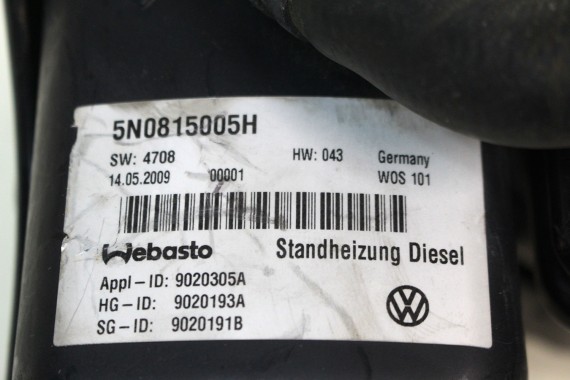 VW TIGUAN WEBASTO 5N0815005H OGRZEWANIE POSTOJOWE diesel Thermo Top V 5 kW 12V 42W 2,5 bar 5N0 815 005 H 5N