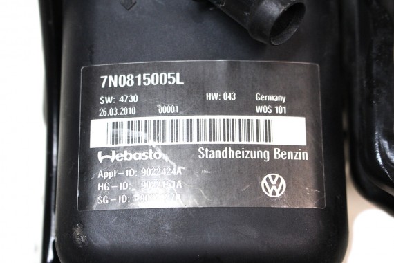 VW SHARAN WEBASTO 7N0815005L OGRZEWANIE POSTOJOWE benzyna Thermo Top VEVO 5,0kW 12V 2,5 bar 7N0 815 005 L 7N 2010-