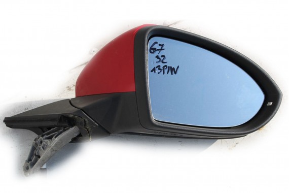 VW GOLF VII 7 LUSTERKO ZEWNĘTRZNE DRZWI PRAWE 13 PIN zewnętrzne pinów kabli przewodów 13pin 5G LY3D - czerwony el.składane