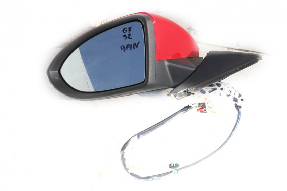 VW GOLF 7 VII LUSTERKO ZEWNĘTRZNE DRZWI LEWE 9 pin pinów kabli przewodów 9pin 5G LY3D - czerwony el.składane